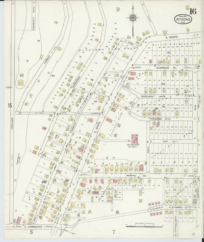Sanborn Fire Insurance Map from Athens, Athens County, Ohio (1914), Sheet #0016 - Historic Sanborn Fire Insurance Map Print, vintage old map wall art, antique decor, genealogy gift, Ohio Ohio map