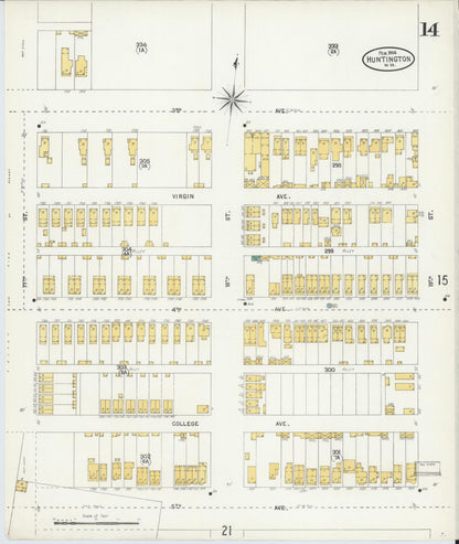 Sanborn Fire Insurance Map from Huntington, Cabell County, West Virginia (1904), Sheet #0014 - Complete Map Set gallery image, historic Sanborn map, vintage wall art, West Virginia West Virginia