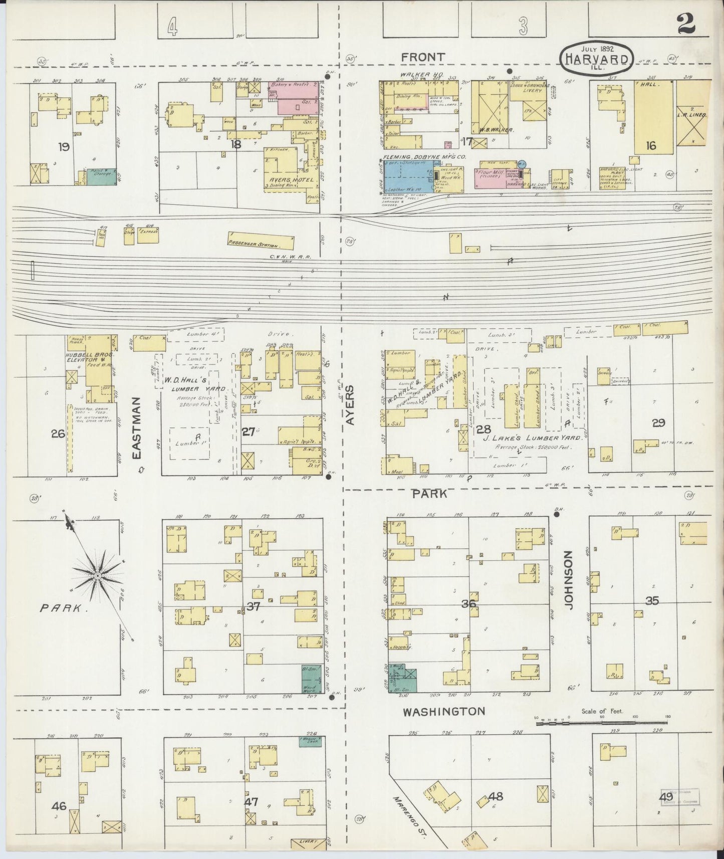 Sanborn Fire Insurance Map from Harvard, McHenry County, Illinois (1892), Sheet #0002 - Historic Sanborn Fire Insurance Map Print, vintage old map wall art, antique decor, genealogy gift, Illinois Illinois map