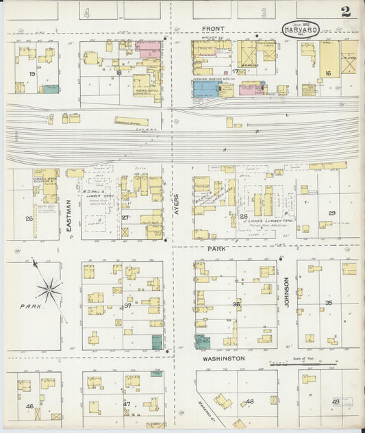 Sanborn Fire Insurance Map from Harvard, McHenry County, Illinois (1892), Sheet #0002 - Historic Sanborn Fire Insurance Map Print, vintage old map wall art, antique decor, genealogy gift, Illinois Illinois map