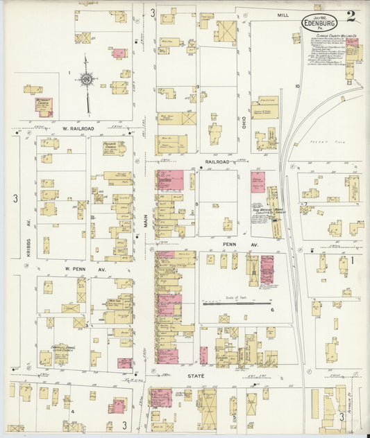 Sanborn Fire Insurance Map from Edenburg, Clarion County, Pennsylvania (1912), Sheet #0002 - Historic Sanborn Fire Insurance Map Print, vintage old map wall art, antique decor, genealogy gift, Pennsylvania Pennsylvania map