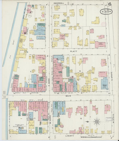 Sanborn Fire Insurance Map from Albion, Orleans County, New York (1894), Sheet #0006 - Complete Map Set gallery image, historic Sanborn map, vintage wall art, New York New York