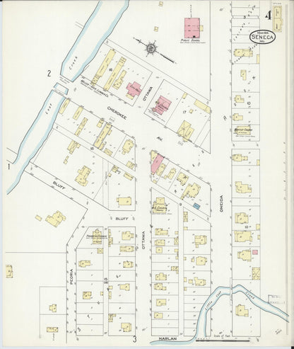 Sanborn Fire Insurance Map from Seneca, Newton County, Missouri (1914), Sheet #0004 - Historic Sanborn Fire Insurance Map Print, vintage old map wall art, antique decor, genealogy gift, Missouri Missouri map
