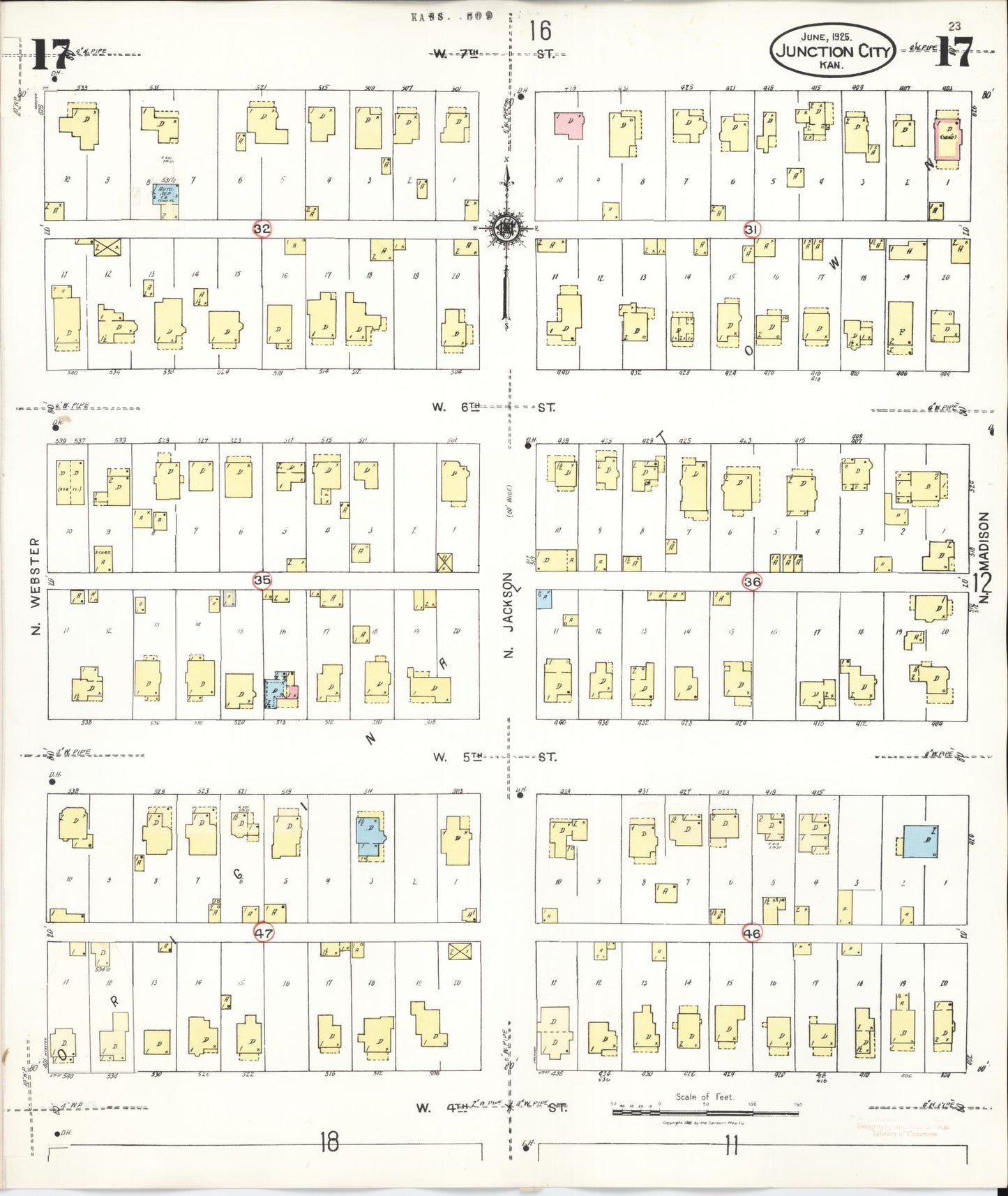 Sanborn Fire Insurance Map from Junction City, Geary County, Kansas (1947), Sheet #0017 - Complete Map Set gallery image, historic Sanborn map, vintage wall art, Kansas Kansas