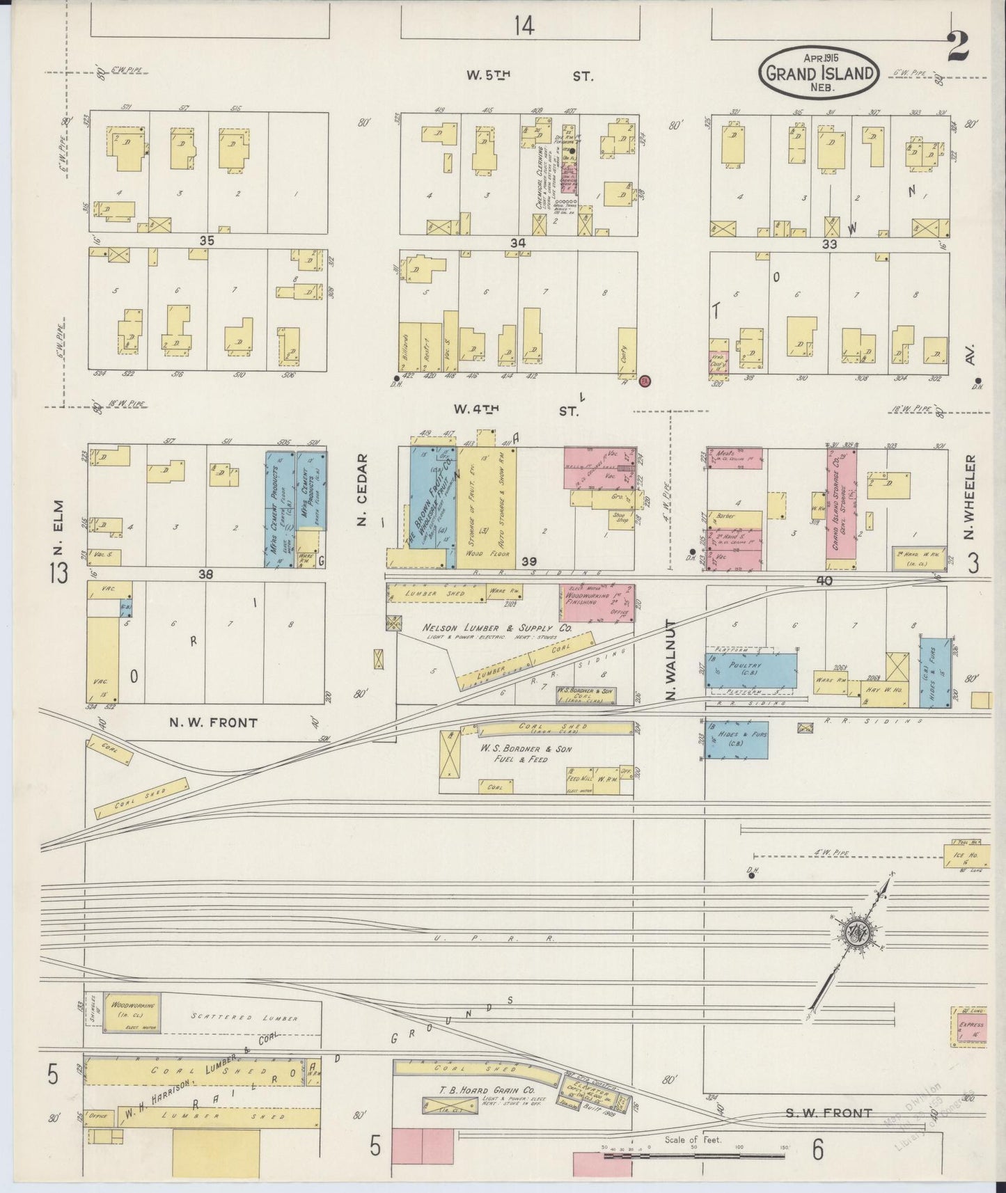 Sanborn Fire Insurance Map from Grand Island, Hall County, Nebraska (1915), Sheet #0002 - Complete Map Set gallery image, historic Sanborn map, vintage wall art, Nebraska Nebraska