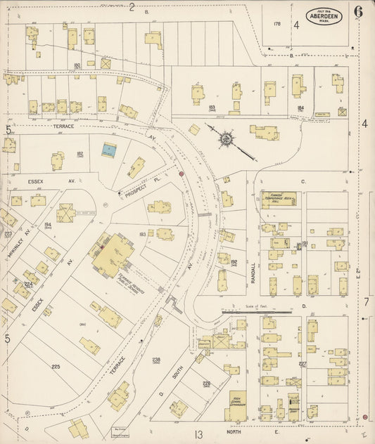 Sanborn Fire Insurance Map from Aberdeen, Grays Harbor County, Washington (1914), Sheet #0006 - Historic Sanborn Fire Insurance Map Print, vintage old map wall art, antique decor, genealogy gift, Washington Washington map