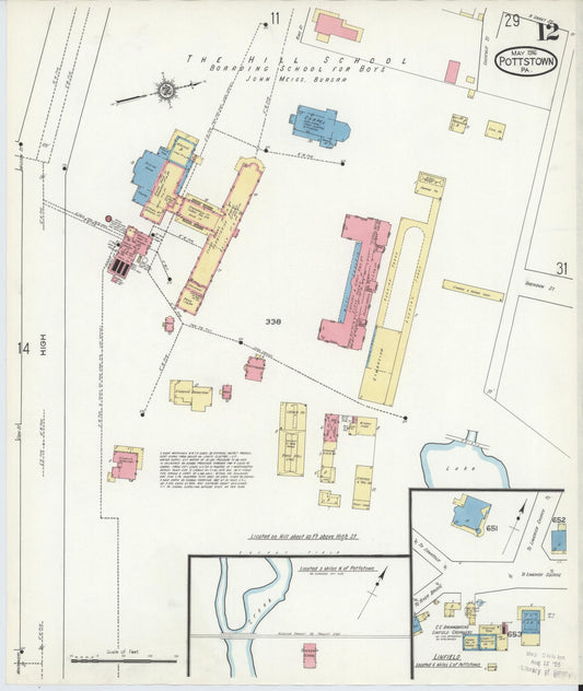 Sanborn Fire Insurance Map from Pottstown, Montgomery County, Pennsylvania (1916), Sheet #0012 - Historic Sanborn Fire Insurance Map Print, vintage old map wall art, antique decor, genealogy gift, Pennsylvania Pennsylvania map