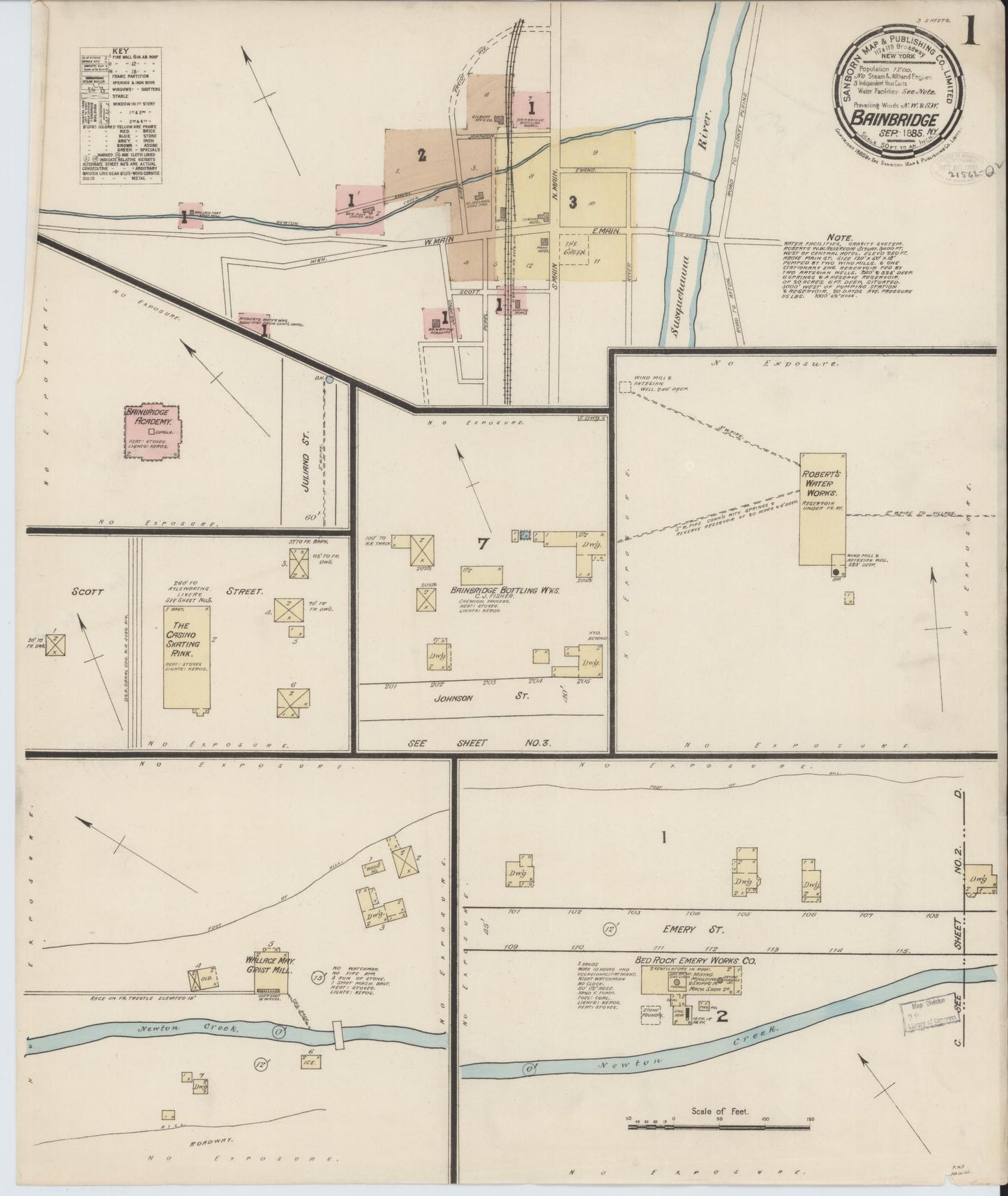 Sanborn Fire Insurance Map from Bainbridge, Chenango County, New York. (1885) – Historic Sanborn Fire Insurance Map Print