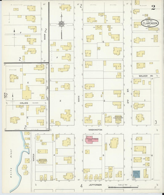Sanborn Fire Insurance Map from Clarendon, Monroe County, Arkansas (1913), Sheet #0002 - Historic Sanborn Fire Insurance Map Print, vintage old map wall art, antique decor, genealogy gift, Arkansas Arkansas map