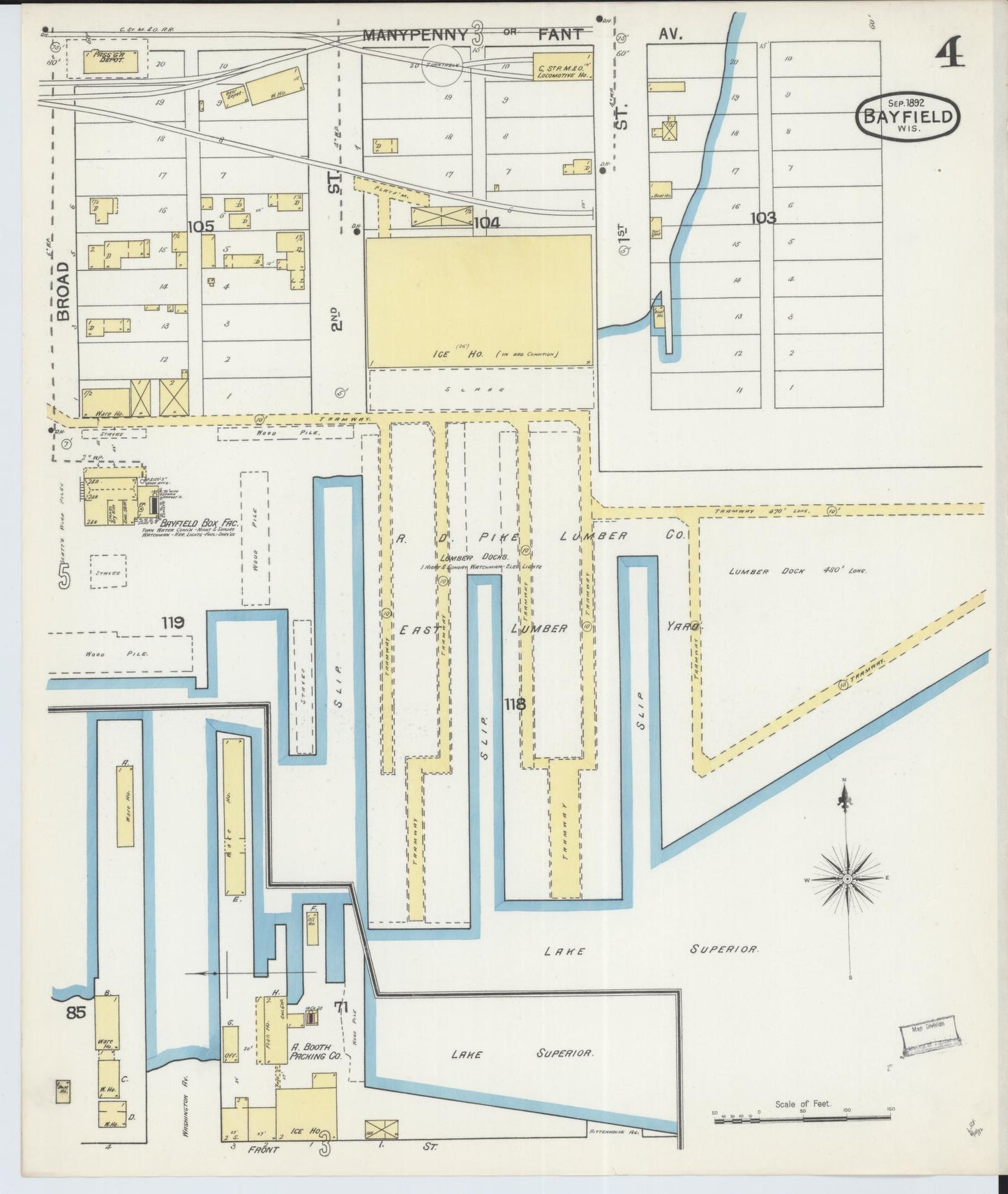 Sanborn Fire Insurance Map from Bayfield, Bayfield County, Wisconsin (1892), Sheet #0004 - Complete Map Set gallery image, historic Sanborn map, vintage wall art, Wisconsin Wisconsin