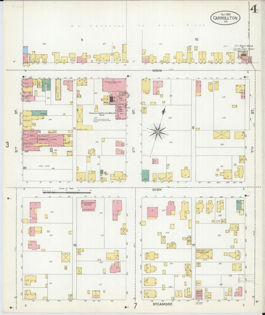Sanborn Fire Insurance Map from Carrollton, Carroll County, Kentucky (1903), Sheet #0004 - Historic Sanborn Fire Insurance Map Print, vintage old map wall art, antique decor, genealogy gift, Kentucky Kentucky map
