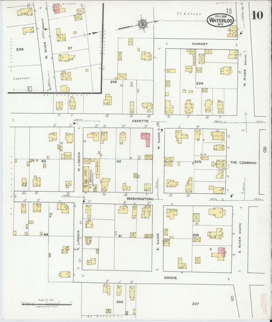 Sanborn Fire Insurance Map from Waterloo, Seneca County, New York (1918), Sheet #0010 - Historic Sanborn Fire Insurance Map Print, vintage old map wall art, antique decor, genealogy gift, New York New York map