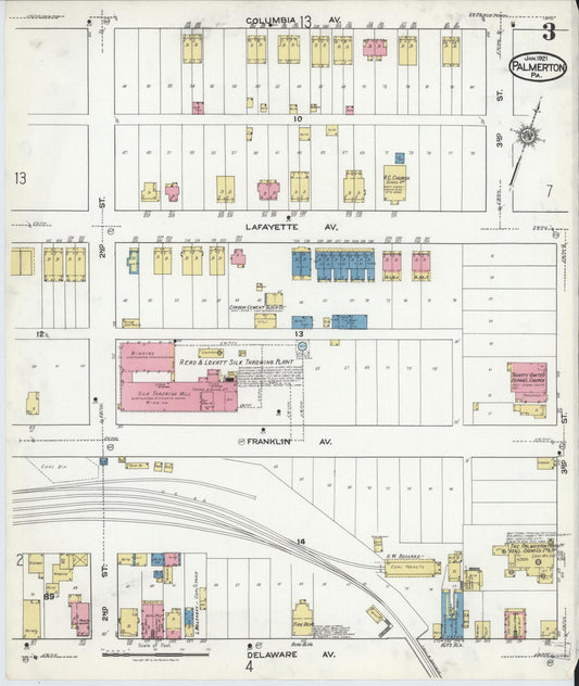 Sanborn Fire Insurance Map from Palmerton, Carbon County, Pennsylvania (1921), Sheet #0003 - Historic Sanborn Fire Insurance Map Print, vintage old map wall art, antique decor, genealogy gift, Pennsylvania Pennsylvania map