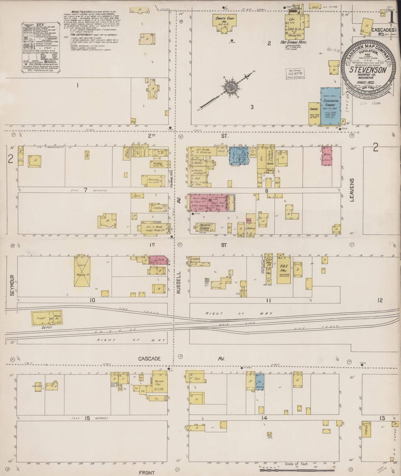 Sanborn Fire Insurance Map from Stevenson, Skamania County, Washington (1922), Sheet #0001 - Complete Map Set gallery image, historic Sanborn map, vintage wall art, Washington Washington