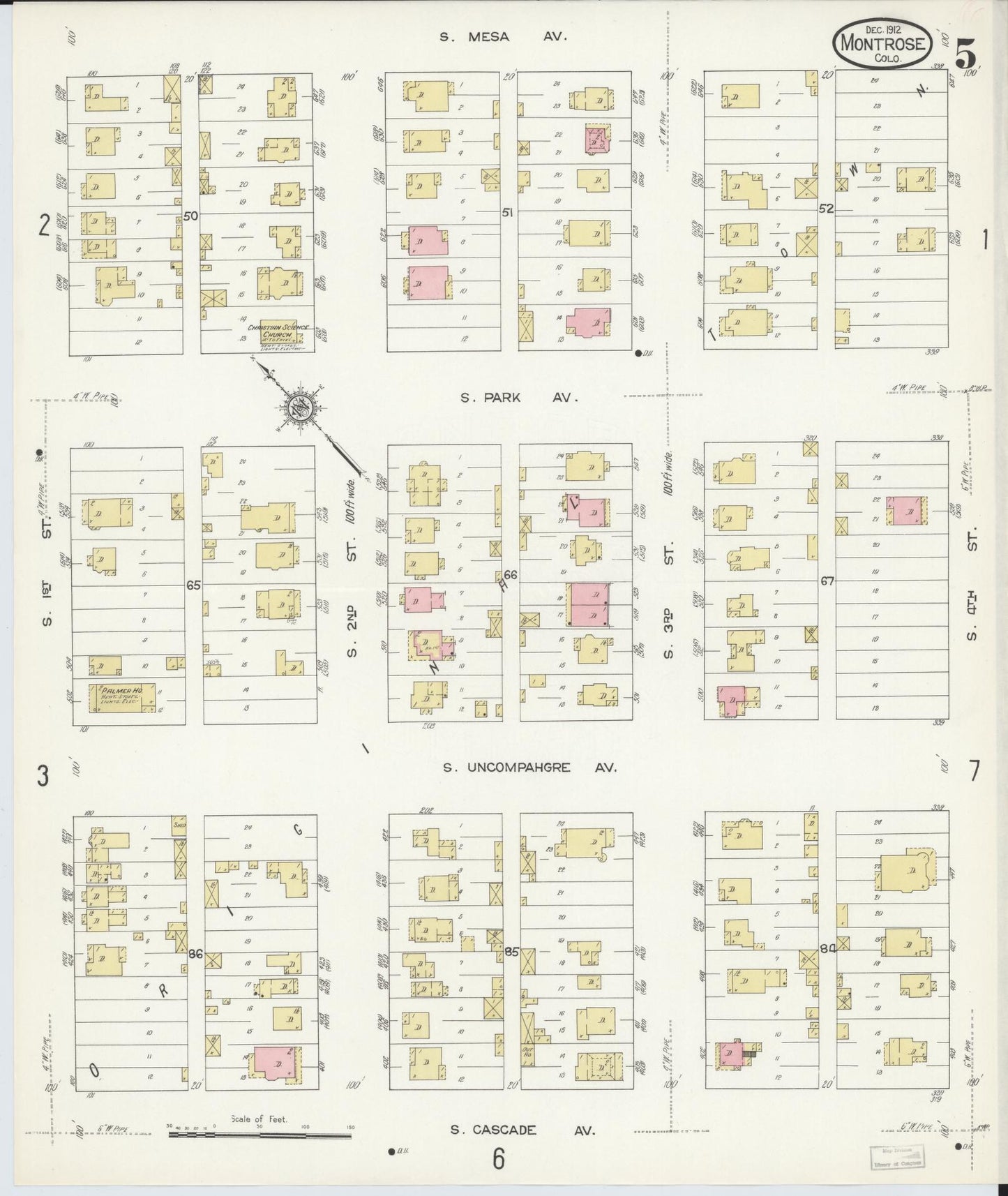 Sanborn Fire Insurance Map from Montrose, Montrose County, Colorado (1912), Sheet #0005 - Historic Sanborn Fire Insurance Map Print, vintage old map wall art, antique decor, genealogy gift, Colorado Colorado map