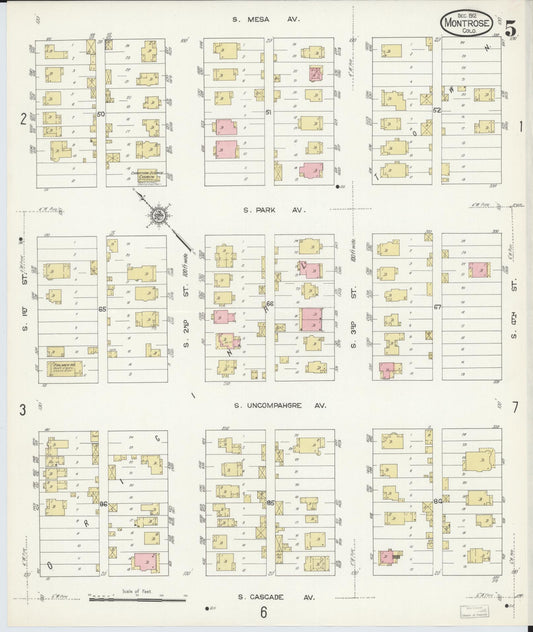 Sanborn Fire Insurance Map from Montrose, Montrose County, Colorado (1912), Sheet #0005 - Historic Sanborn Fire Insurance Map Print, vintage old map wall art, antique decor, genealogy gift, Colorado Colorado map