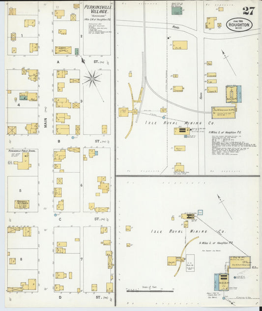 Sanborn Fire Insurance Map from Houghton, Houghton County, Michigan (1900), Sheet #0027 - Historic Sanborn Fire Insurance Map Print, vintage old map wall art, antique decor, genealogy gift, Michigan Michigan map
