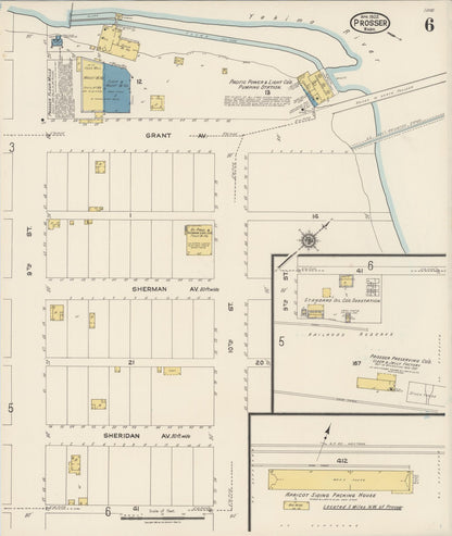 Sanborn Fire Insurance Map from Prosser, Benton County, Washington (1922), Sheet #0006 - Complete Map Set gallery image, historic Sanborn map, vintage wall art, Washington Washington