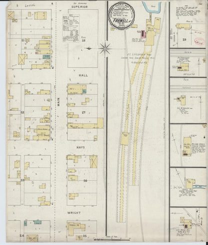 Sanborn Fire Insurance Map from Farwell, Clare County, Michigan (1894), Sheet #0001 - Historic Sanborn Fire Insurance Map Print, vintage old map wall art, antique decor, genealogy gift, Michigan Michigan map