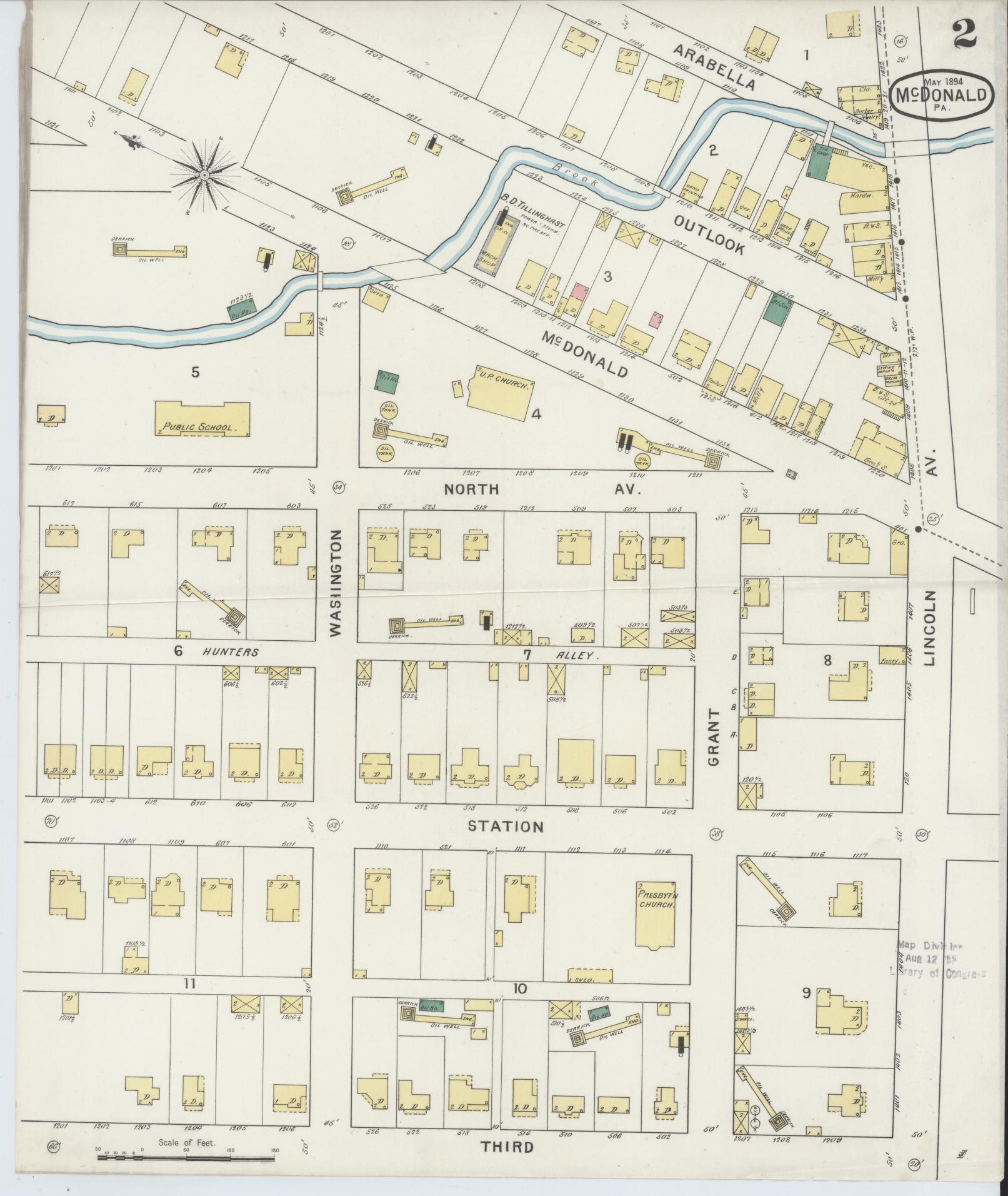 Sanborn Fire Insurance Map from McDonald, Washington County, Pennsylvania (1894), Sheet #0002 - Complete Map Set gallery image, historic Sanborn map, vintage wall art, Pennsylvania Pennsylvania