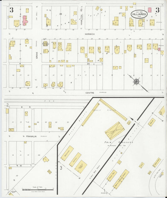 Sanborn Fire Insurance Map from Hilliards, Franklin County, Ohio (1929), Sheet #0003 - Historic Sanborn Fire Insurance Map Print, vintage old map wall art, antique decor, genealogy gift, Ohio Ohio map