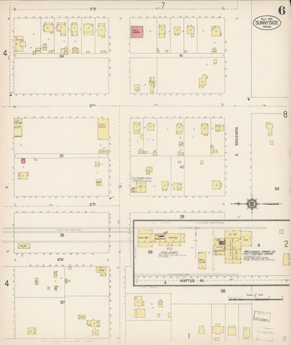 Sanborn Fire Insurance Map from Sunnyside, Yakima County, Washington (1915), Sheet #0006 - Complete Map Set gallery image, historic Sanborn map, vintage wall art, Washington Washington