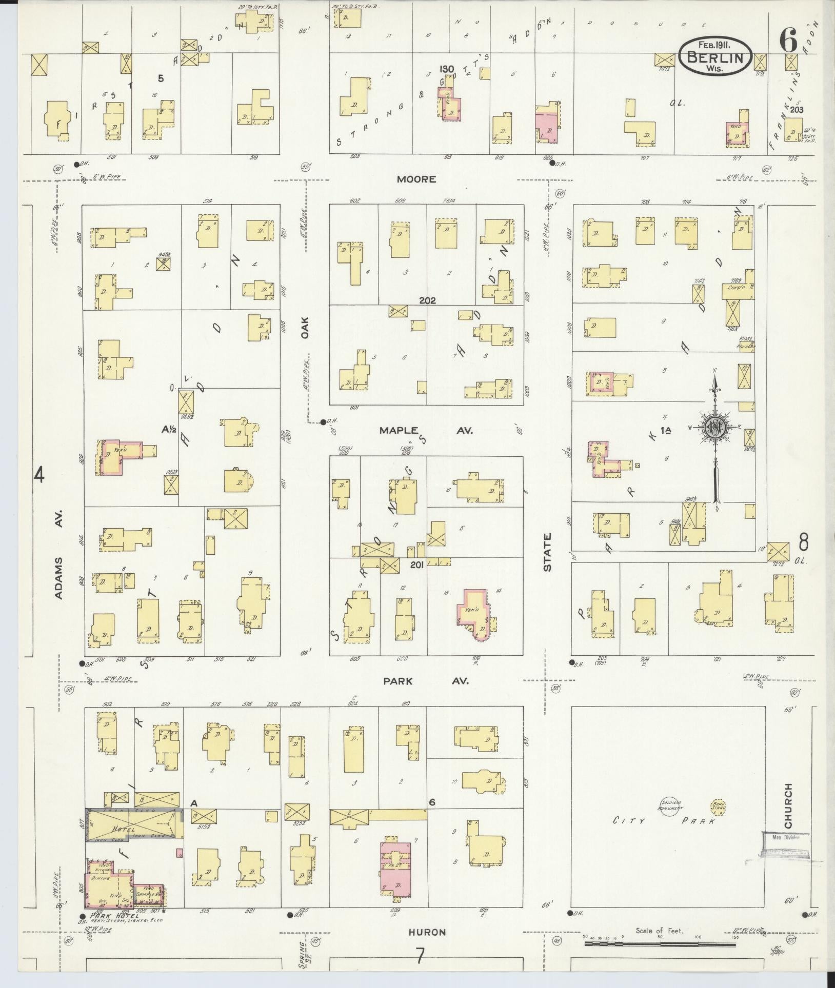 Sanborn Fire Insurance Map from Berlin, Green Lake County, Wisconsin (1911), Sheet #0006 - Complete Map Set gallery image, historic Sanborn map, vintage wall art, Wisconsin Wisconsin