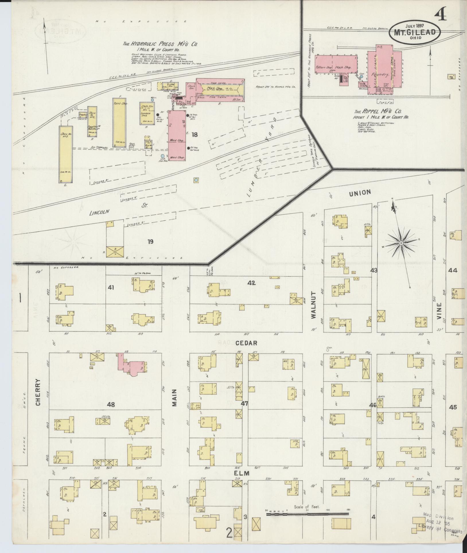 Sanborn Fire Insurance Map from Mount Gilead, Morrow County, Ohio (1897), Sheet #0004 - Complete Map Set gallery image, historic Sanborn map, vintage wall art, Ohio Ohio