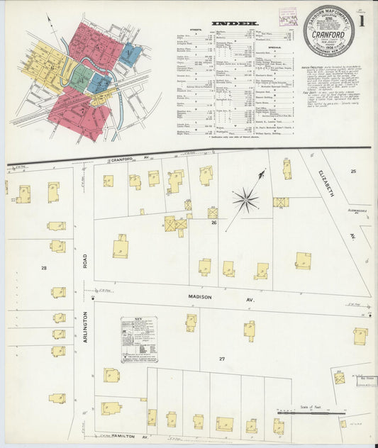 Sanborn Fire Insurance Map from Cranford, Union County, New Jersey. (1908) – Historic Sanborn Fire Insurance Map Print