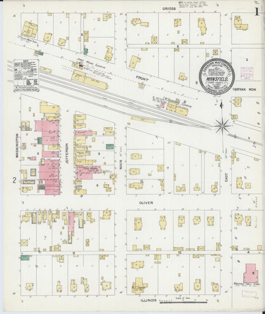 Sanborn Fire Insurance Map from Mansfield, Piatt County, Illinois (1906), Sheet #0001 - Complete Map Set gallery image, historic Sanborn map, vintage wall art, Illinois Illinois