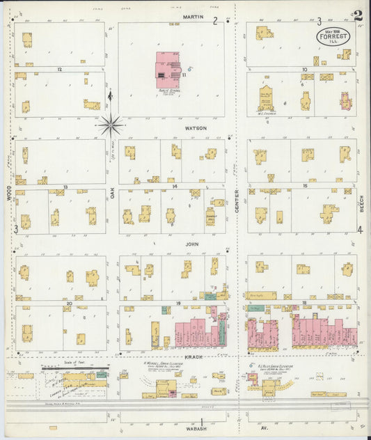 Sanborn Fire Insurance Map from Forrest, Livingston County, Illinois (1906), Sheet #0002 - Historic Sanborn Fire Insurance Map Print, vintage old map wall art, antique decor, genealogy gift, Illinois Illinois map