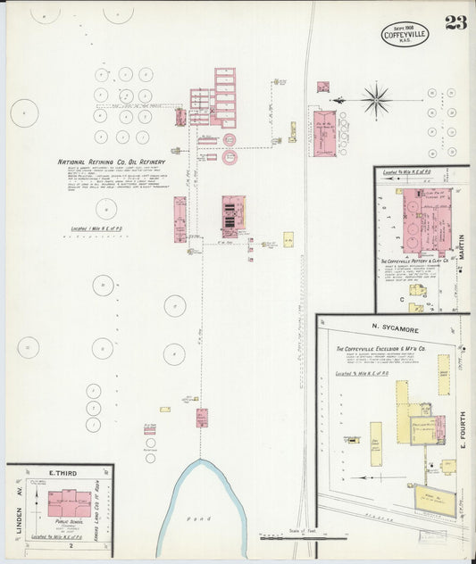 Sanborn Fire Insurance Map from Coffeyville, Montgomery County, Kansas (1908), Sheet #0023 - Historic Sanborn Fire Insurance Map Print, vintage old map wall art, antique decor, genealogy gift, Kansas Kansas map