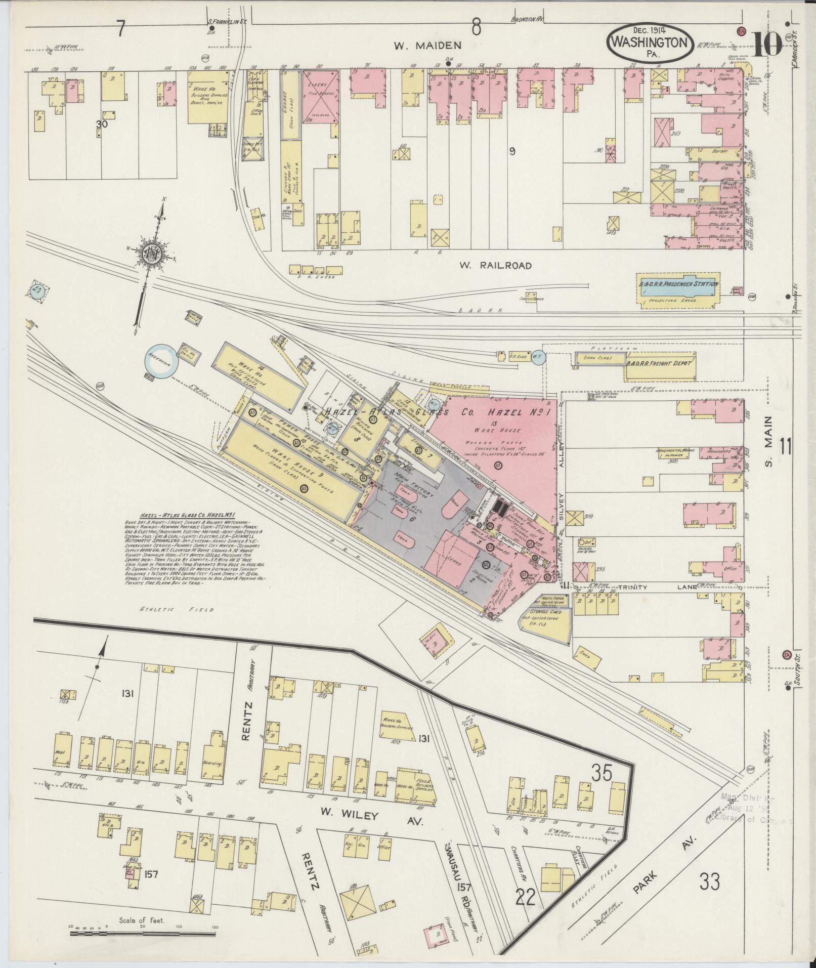 Sanborn Fire Insurance Map from Washington, Washington County, Pennsylvania (1914), Sheet #0010 - Complete Map Set gallery image, historic Sanborn map, vintage wall art, Sanborn Fire Insurance Map from Washington Washington