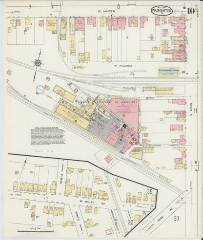 Sanborn Fire Insurance Map from Washington, Washington County, Pennsylvania (1914), Sheet #0010 - Complete Map Set gallery image, historic Sanborn map, vintage wall art, Sanborn Fire Insurance Map from Washington Washington