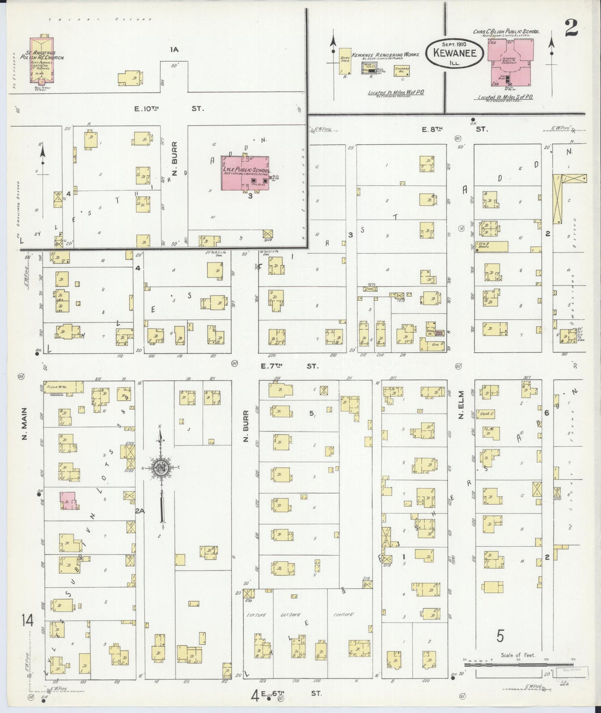 Sanborn Fire Insurance Map from Kewanee, Henry County, Illinois (1910), Sheet #0002 - Historic Sanborn Fire Insurance Map Print, vintage old map wall art, antique decor, genealogy gift, Illinois Illinois map