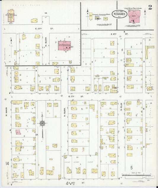 Sanborn Fire Insurance Map from Kewanee, Henry County, Illinois (1910), Sheet #0002 - Historic Sanborn Fire Insurance Map Print, vintage old map wall art, antique decor, genealogy gift, Illinois Illinois map