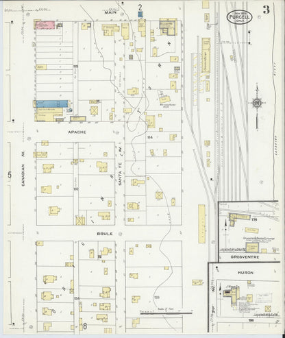 Sanborn Fire Insurance Map from Purcell, McClain County, Oklahoma (1909), Sheet #0003 - Complete Map Set gallery image, historic Sanborn map, vintage wall art, Oklahoma Oklahoma