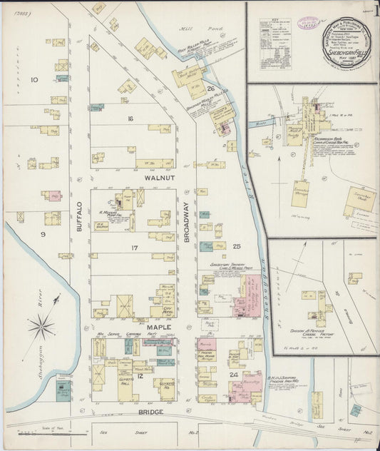 Sanborn Fire Insurance Map from Sheboygan Falls, Sheboygan County, Wisconsin (1887), Sheet #0001 - Complete Map Set gallery image, historic Sanborn map, vintage wall art, Wisconsin Wisconsin