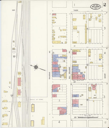 Sanborn Fire Insurance Map from Williams, Coconino County, Arizona (1910), Sheet #0002 - Complete Map Set gallery image, historic Sanborn map, vintage wall art, Arizona Arizona