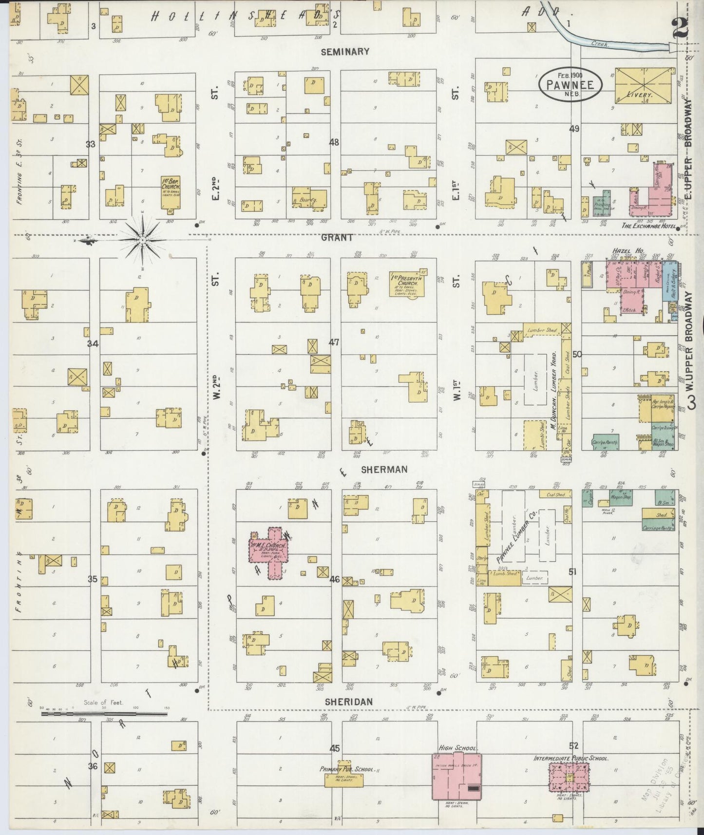 Sanborn Fire Insurance Map from Pawnee City, Pawnee County, Nebraska (1900), Sheet #0002 - Complete Map Set gallery image, historic Sanborn map, vintage wall art, Nebraska Nebraska