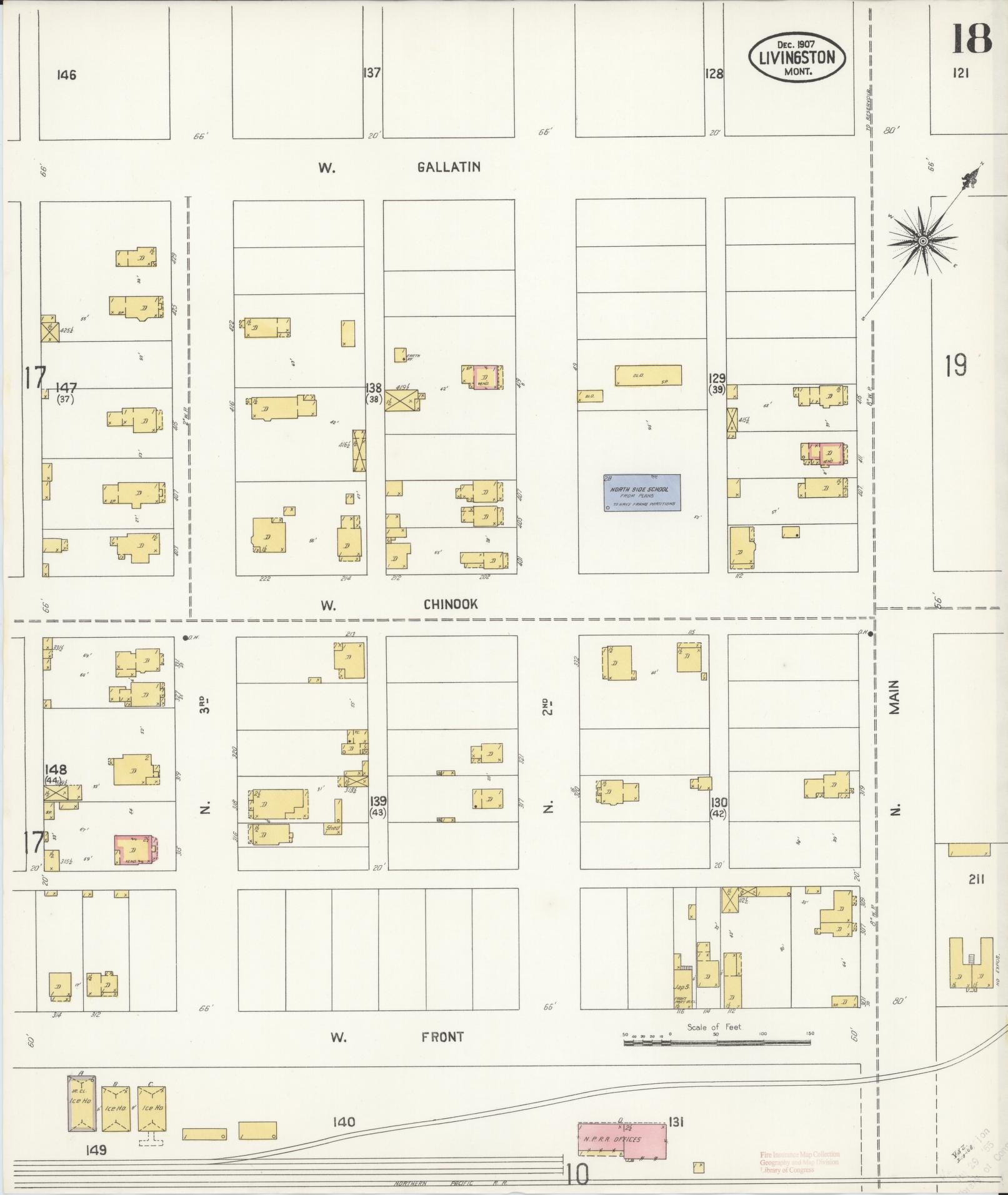 Sanborn Fire Insurance Map from Livingston, Park County, Montana (1907), Sheet #0018 - Historic Sanborn Fire Insurance Map Print, vintage old map wall art, antique decor, genealogy gift, Montana Montana map