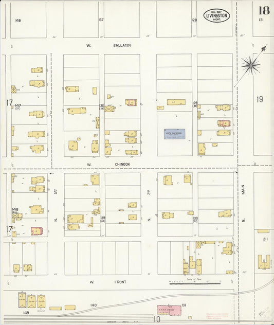 Sanborn Fire Insurance Map from Livingston, Park County, Montana (1907), Sheet #0018 - Historic Sanborn Fire Insurance Map Print, vintage old map wall art, antique decor, genealogy gift, Montana Montana map