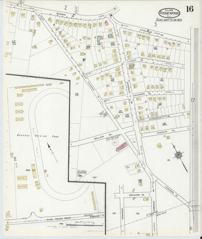 Sanborn Fire Insurance Map from Ridgewood, Bergen County, New Jersey (1916), Sheet #0016 - Complete Map Set gallery image, historic Sanborn map, vintage wall art, New Jersey New Jersey