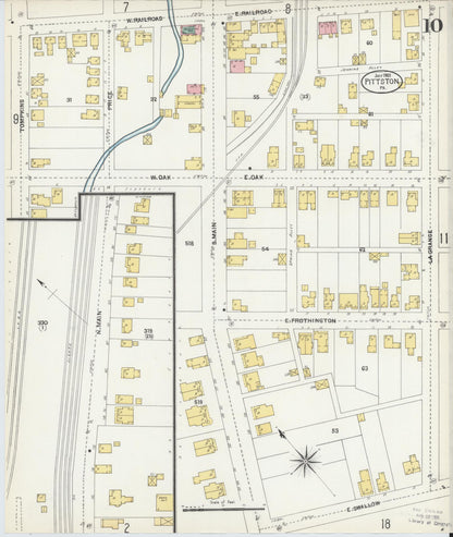 Sanborn Fire Insurance Map from Pittston, Luzerne County, Pennsylvania (1903), Sheet #0010 - Historic Sanborn Fire Insurance Map Print, vintage old map wall art, antique decor, genealogy gift, Pennsylvania Pennsylvania map