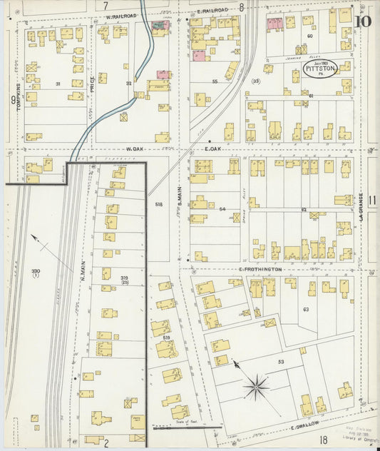 Sanborn Fire Insurance Map from Pittston, Luzerne County, Pennsylvania (1903), Sheet #0010 - Historic Sanborn Fire Insurance Map Print, vintage old map wall art, antique decor, genealogy gift, Pennsylvania Pennsylvania map