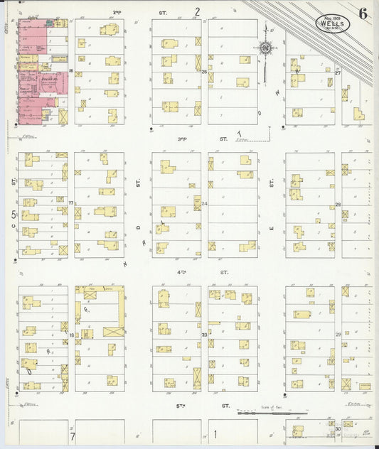 Sanborn Fire Insurance Map from Wells, Faribault County, Minnesota (1909), Sheet #0006 - Historic Sanborn Fire Insurance Map Print, vintage old map wall art, antique decor, genealogy gift, Minnesota Minnesota map
