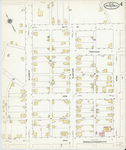 Sanborn Fire Insurance Map from Osceola Mills, Clearfield County, Pennsylvania (1910), Sheet #0004 - Historic Sanborn Fire Insurance Map Print, vintage old map wall art, antique decor, genealogy gift, Pennsylvania Pennsylvania map