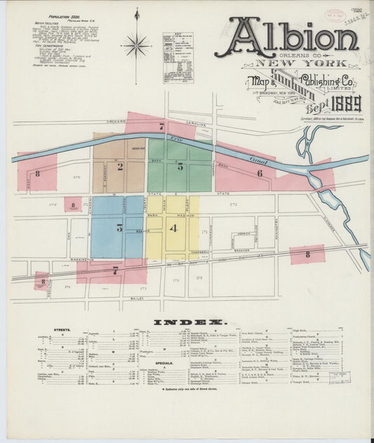 Sanborn Fire Insurance Map from Albion, Orleans County, New York. (1889) – Historic Sanborn Fire Insurance Map Print