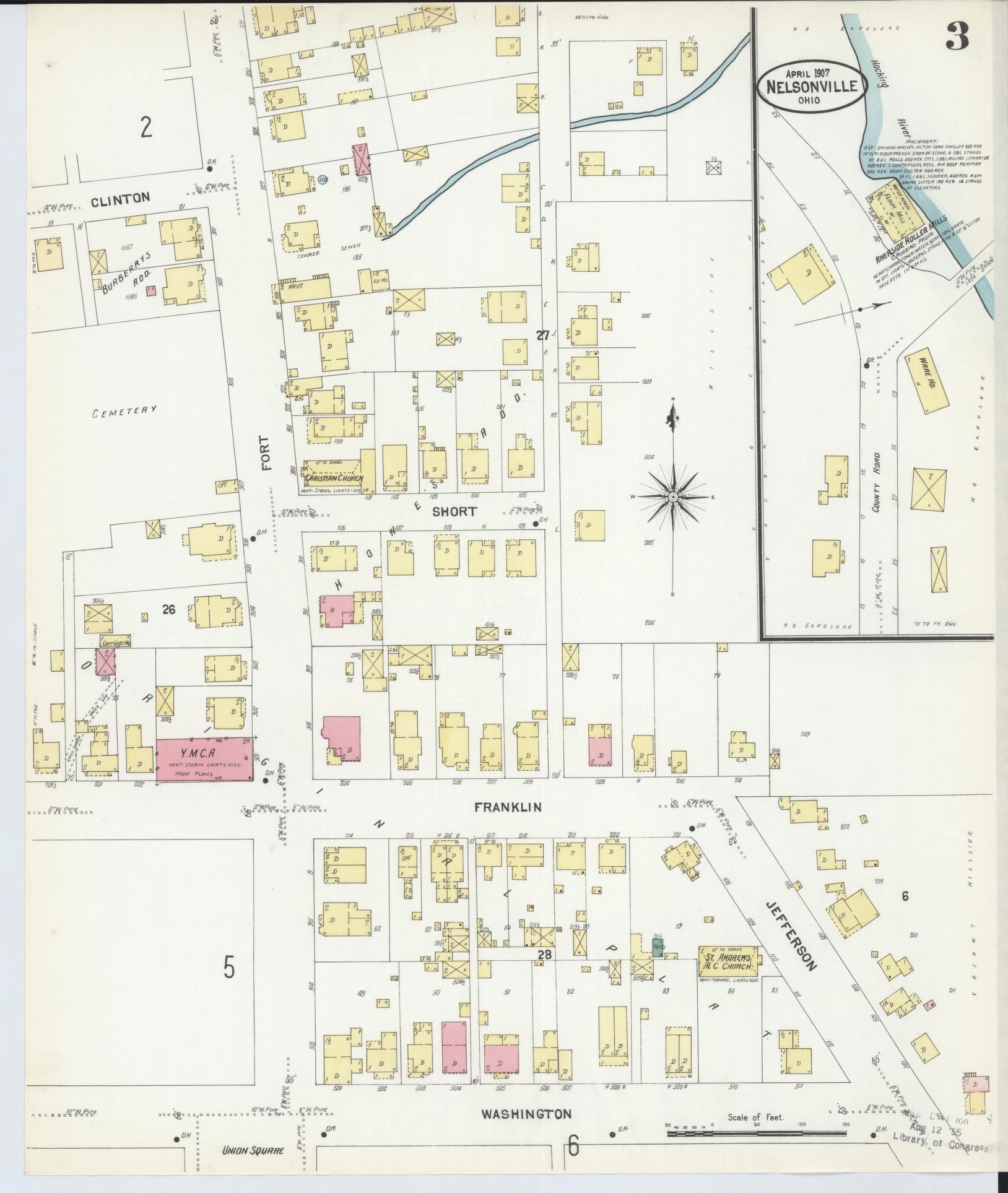 Sanborn Fire Insurance Map from Nelsonville, Athens County, Ohio (1907), Sheet #0003 - Complete Map Set gallery image, historic Sanborn map, vintage wall art, Ohio Ohio