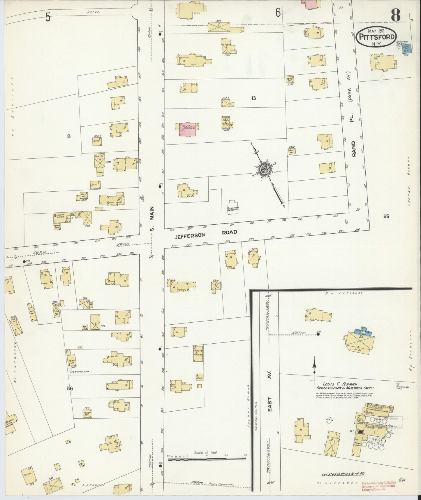 Sanborn Fire Insurance Map from Pittsford, Monroe County, New York (1912), Sheet #0008 - Complete Map Set gallery image, historic Sanborn map, vintage wall art, New York New York